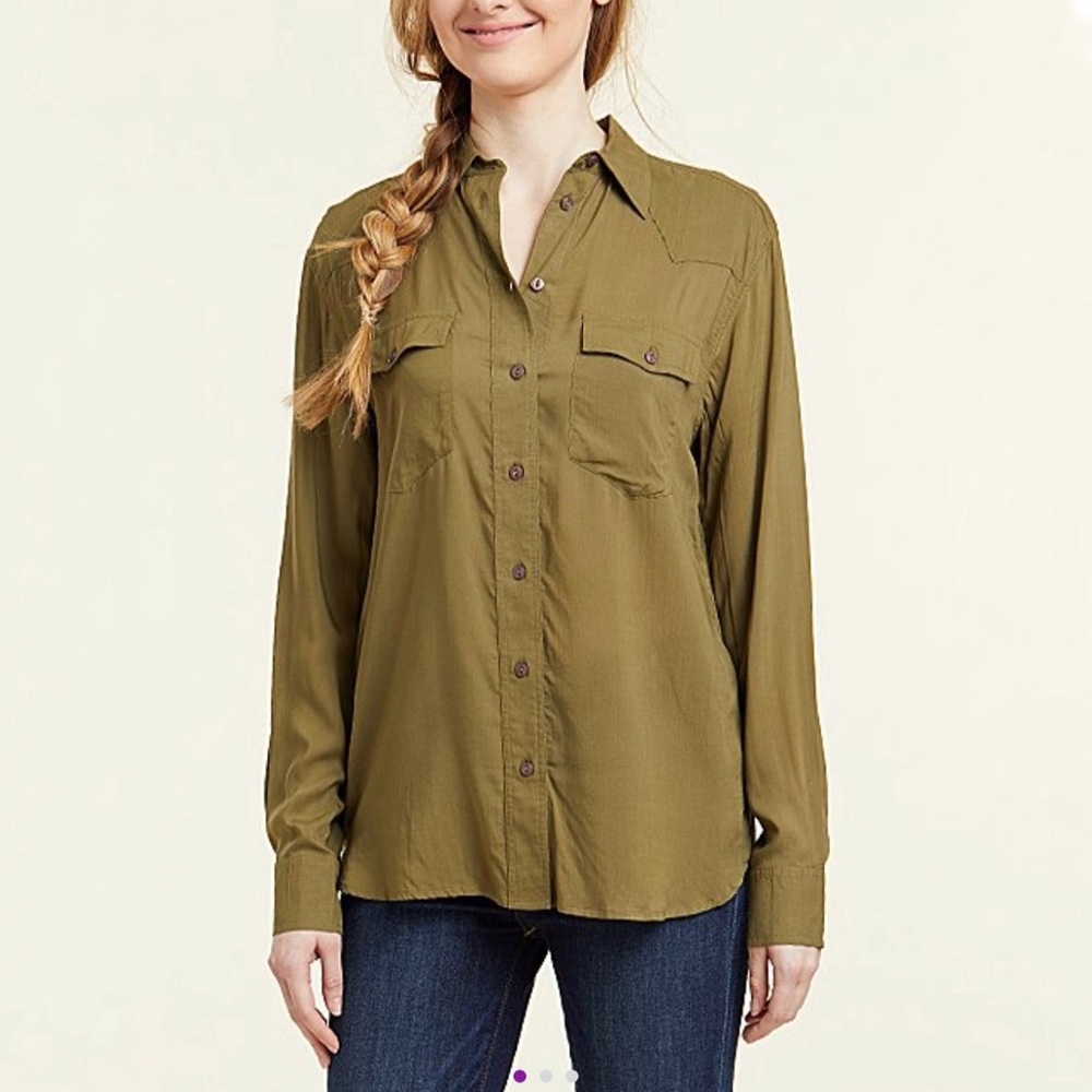 NWT. Frye Women’s Addie Western Olive Green Shirt.